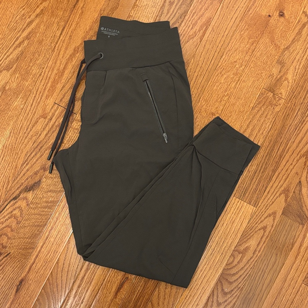 Athleta Olive Green Joggers with Zip Pocket